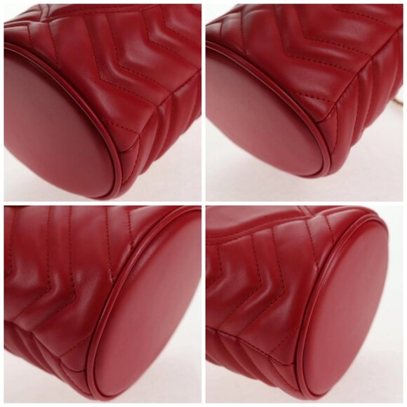 GUCCI Chain Shoulder Bag Leather Red Gold 575163 Auth 135268M - Picture 14 of 16